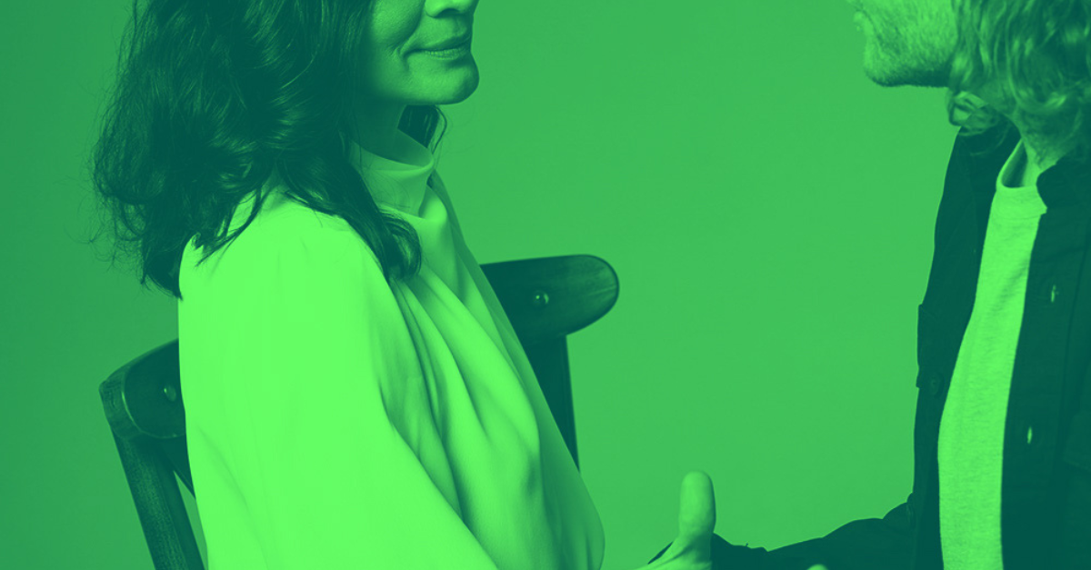 Women and man talking and taking accountability