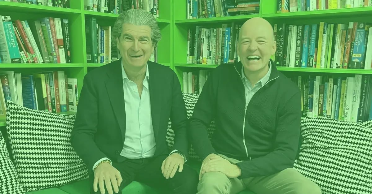 Octavius Black CBE and Christoffer Ellehuus sitting on a sofa.