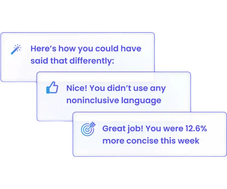 Written feedback comments in the Lio AI conversation coach user interface