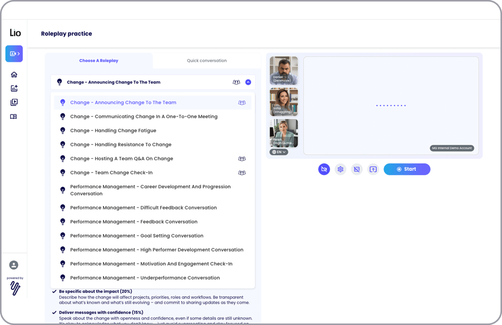 Lio Step 1 - type of conversation