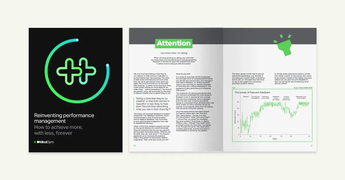 The cover and first page of MindGym's performance management whitepaper The cover and first page of MindGym's performance management whitepaper